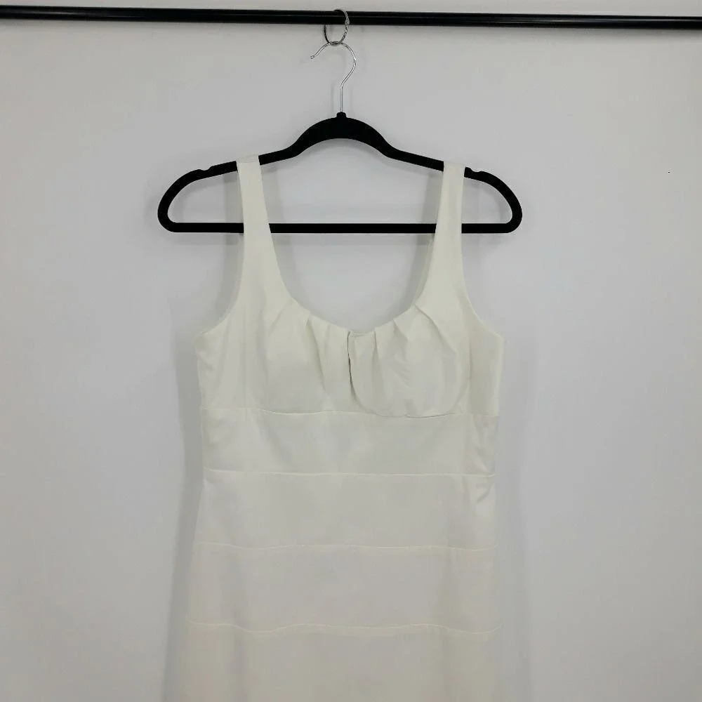 Vtg 90s LWD Satin Dress Sz 10 White Exposed‎ Zipper Bachelorette Bridal Shower